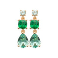 Boucles d'oreilles Djakarta pendantes plaquées or 3 microns oxydes de zirconium verts et brillants