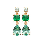 Boucles d'oreilles Djakarta pendantes plaquées or 3 microns oxydes de zirconium verts et brillants