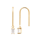 Boucles d’oreilles pendantes Singapour en plaqué or 3 microns avec oxyde de zirconium rectangulaire brillant 
