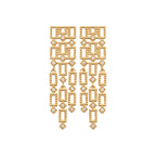 Boucles d’oreilles pendantes Tahiti en plaqué or 3 microns avec oxydes de zirconium, graphiques et ajourées