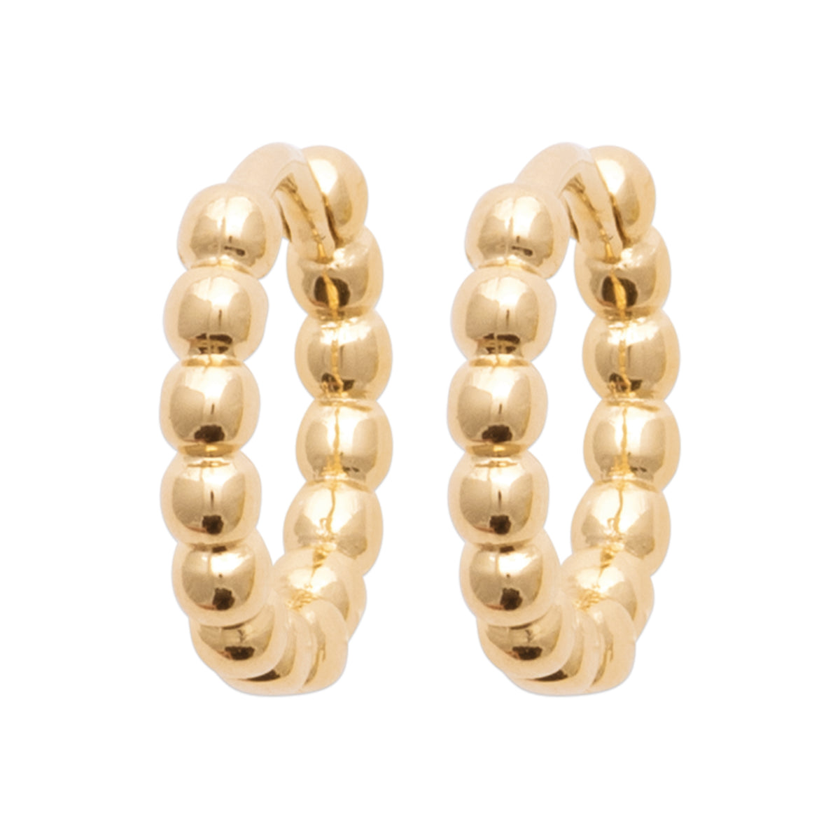 Boucles d’oreilles petites créoles Santorin en plaqué or 3 microns avec billes