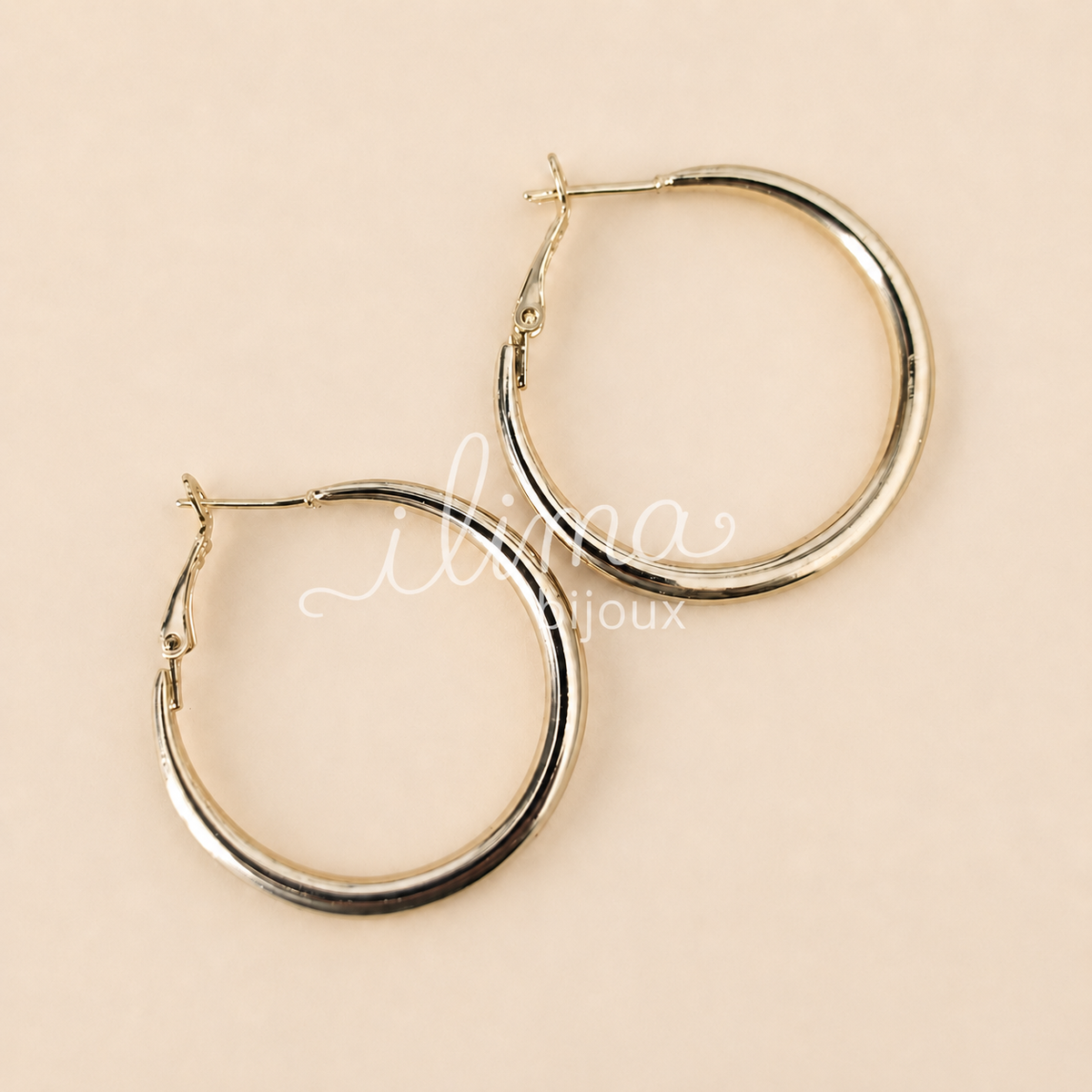 Créoles cadeau acier doré Ilima Bijoux