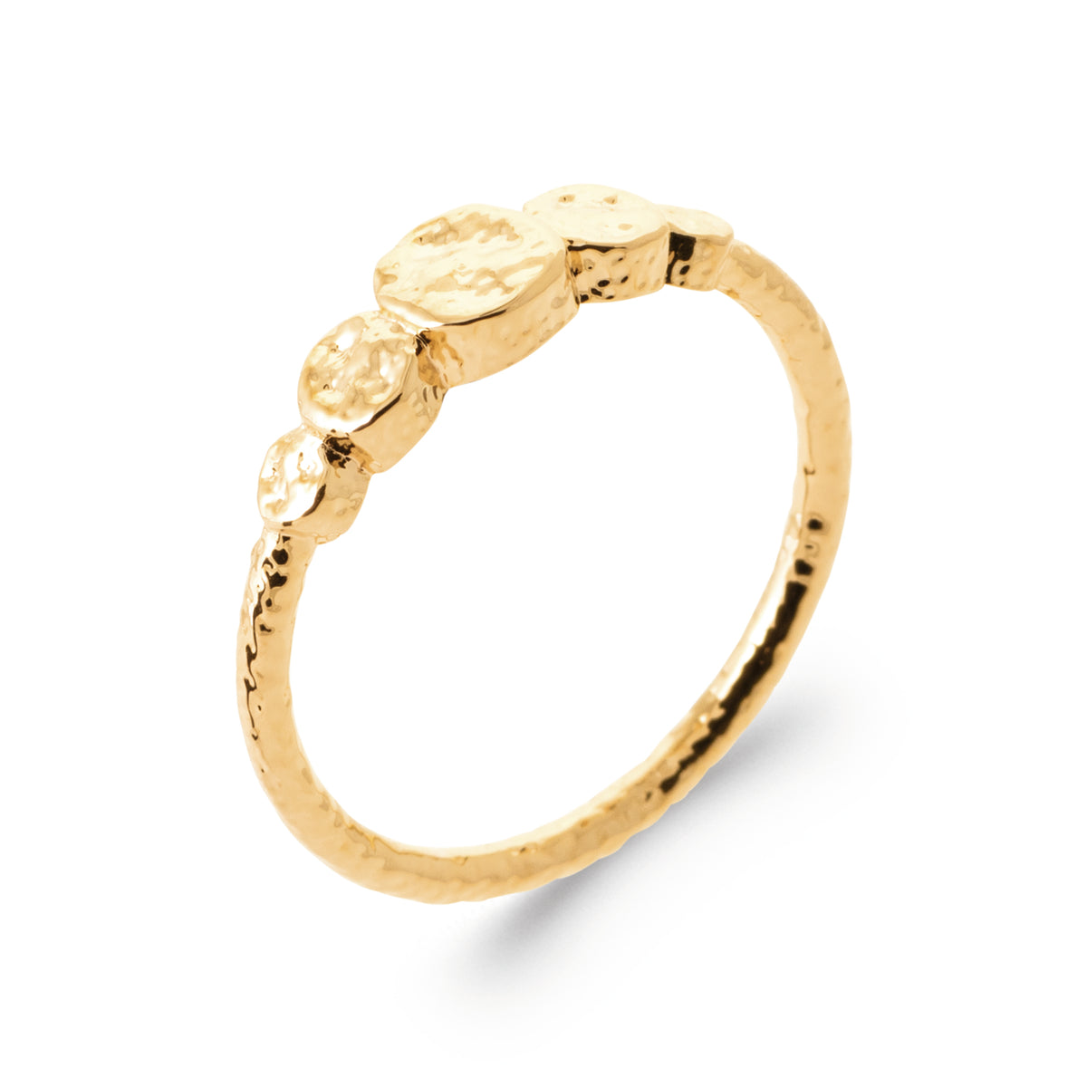 Bague Aruba plaqué or 3 microns avec petites pièces martelées, détail