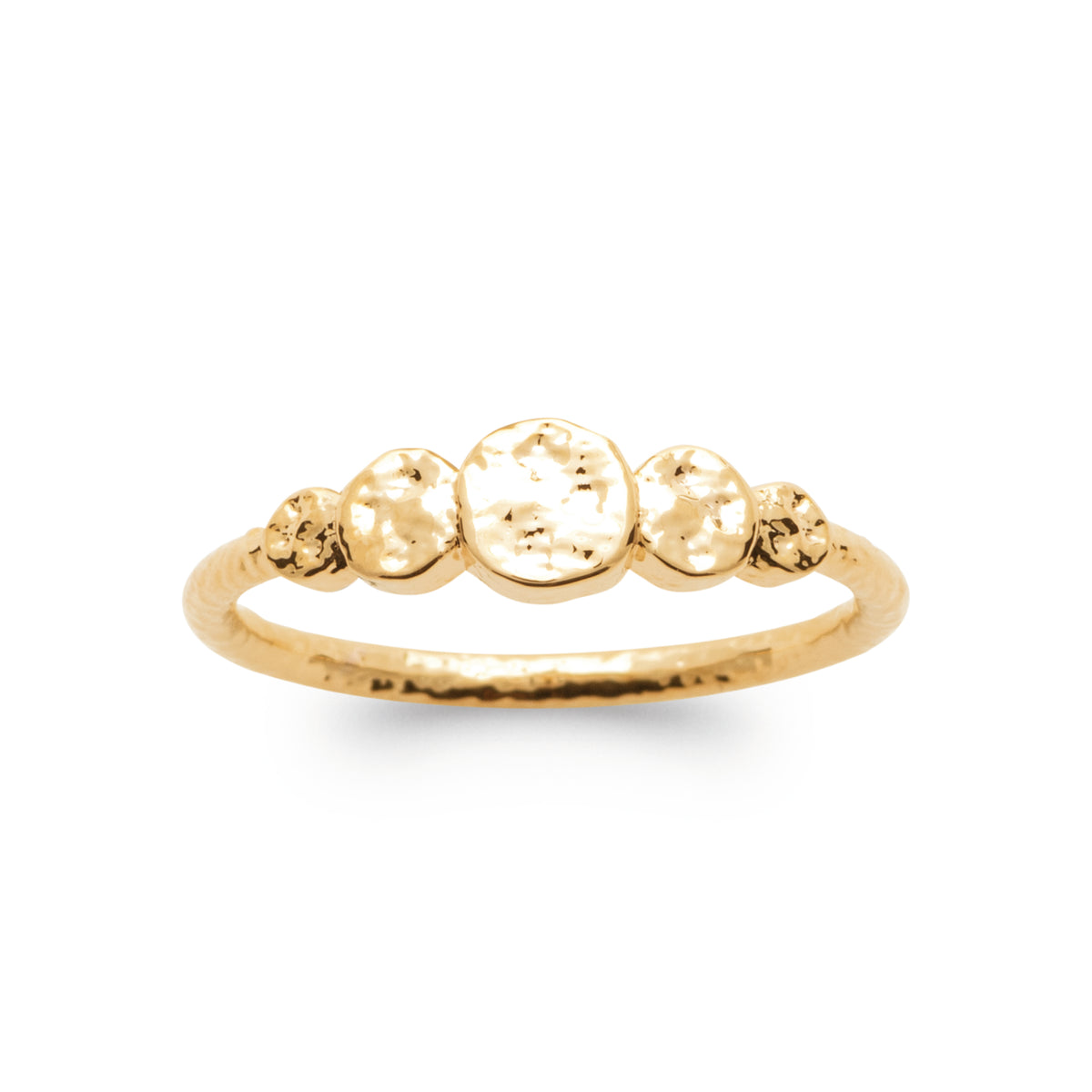 Bague Aruba plaqué or 3 microns avec petites pièces martelées
