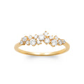 Bague Ibiza plaquée or 3 microns, oxydes de zirconium asymetriques