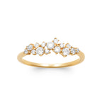 Bague Ibiza plaquée or 3 microns, oxydes de zirconium asymetriques