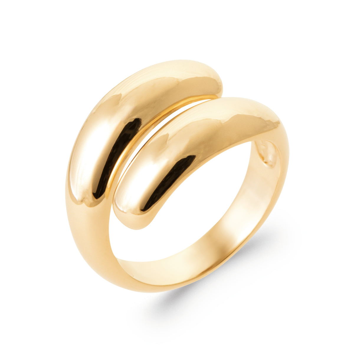 Bague Java plaquée or 3 microns formée de 2 gouttes entrecroisées