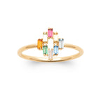 Bague Oléron plaqué or 3 microns avec 8 oxydes de zirconium multicolores, détail