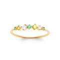 Bague Tuamotu plaquée or 3 microns, oxydes de zirconium verts et brillants