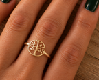 Bague Waikiki plaquée or 3 microns, arbre de vie, portée