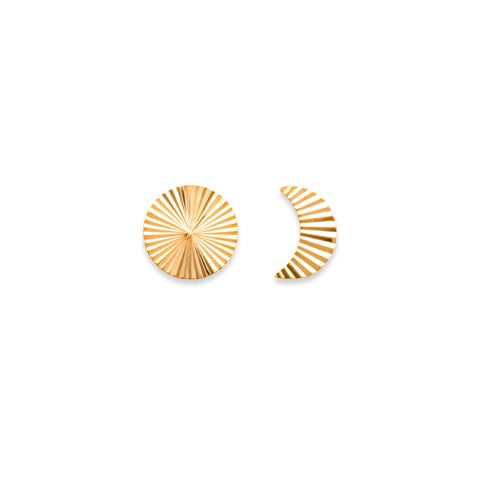 Boucles d'oreilles puces Aruba plaquées or 3 microns striées soleil et lune