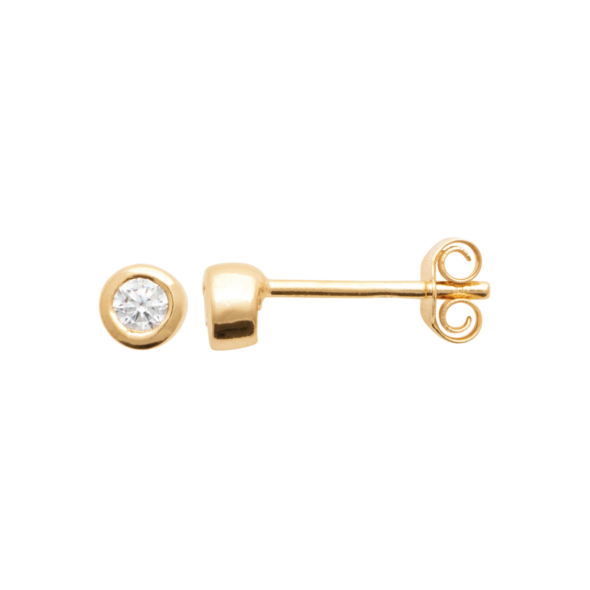 Boucles d'oreilles puces Ibiza plaquées or 3 microns et oxyde de zirconium, détail