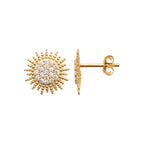 Boucles d'oreilles puces Malte plaquées or 3 microns et oxydes de zirconium, détail