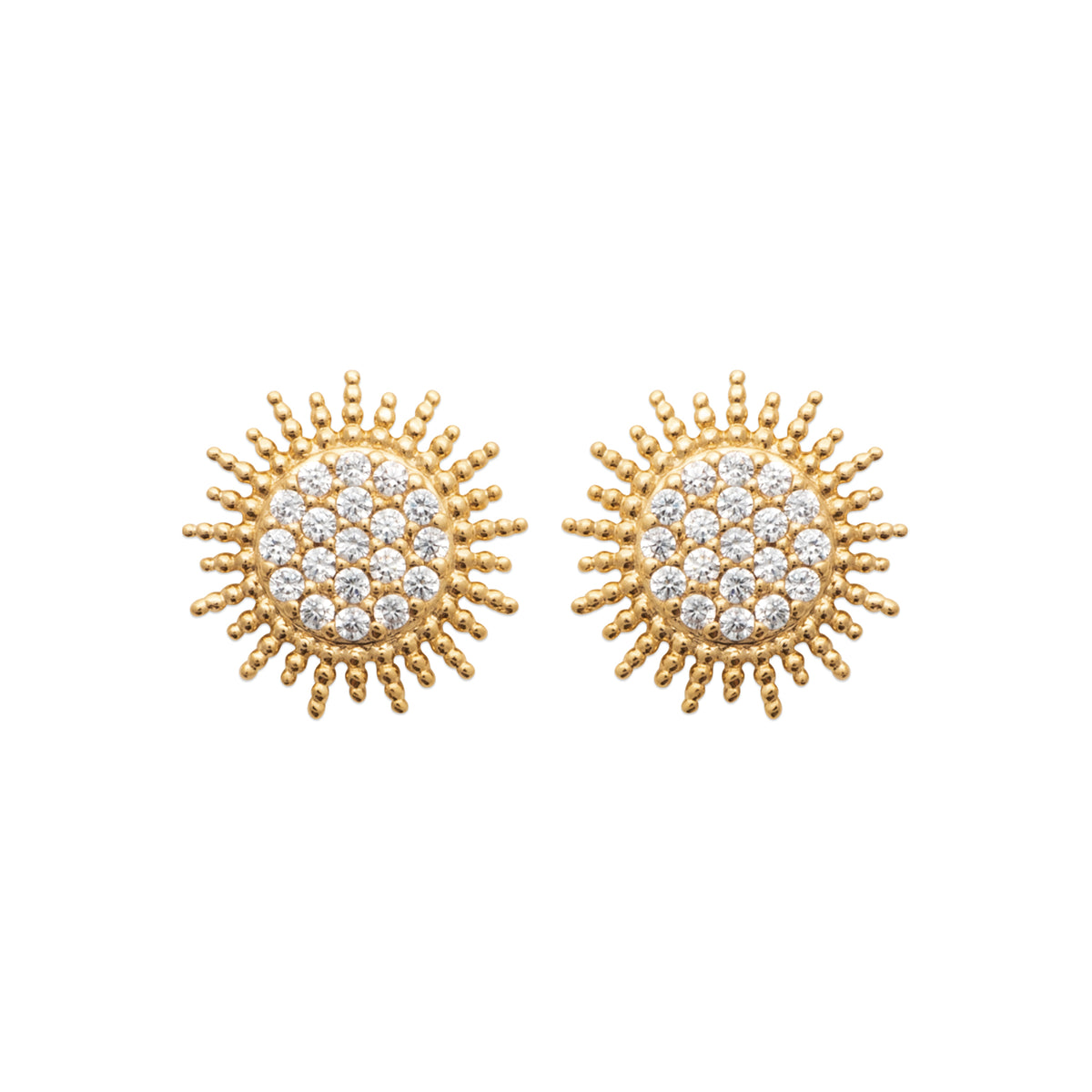 Boucles d'oreilles puces Malte plaquées or 3 microns et oxydes de zirconium