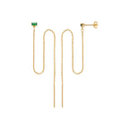 Boucles d’oreilles chaînettes Lampedusa en plaqué or 3 microns avec pierre verte