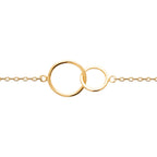 Bracelet chaînette Capri plaqué or 3 microns avec 2 anneaux entrelacés, détail