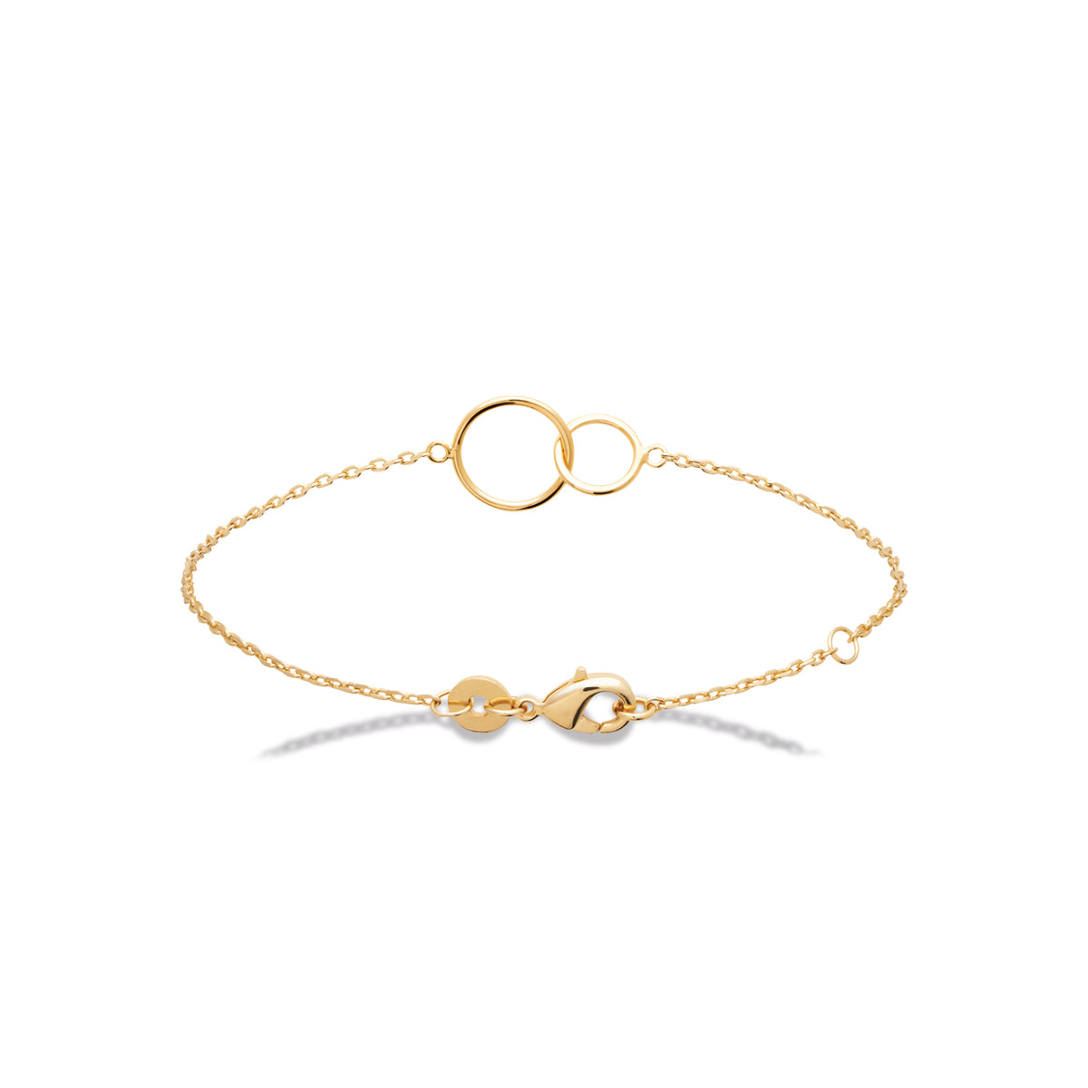 Bracelet chaînette Capri plaqué or 3 microns avec 2 anneaux entrelacés