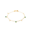 Bracelet chaînette Belle Île plaqué or 3 microns avec oxydes de zirconium verts et brillants