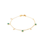Bracelet chaînette Belle Île plaqué or 3 microns avec oxydes de zirconium verts et brillants