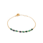 Bracelet chaînette Guadeloupe plaqué or 3 microns avec pierres fines rubis zoisites vertes