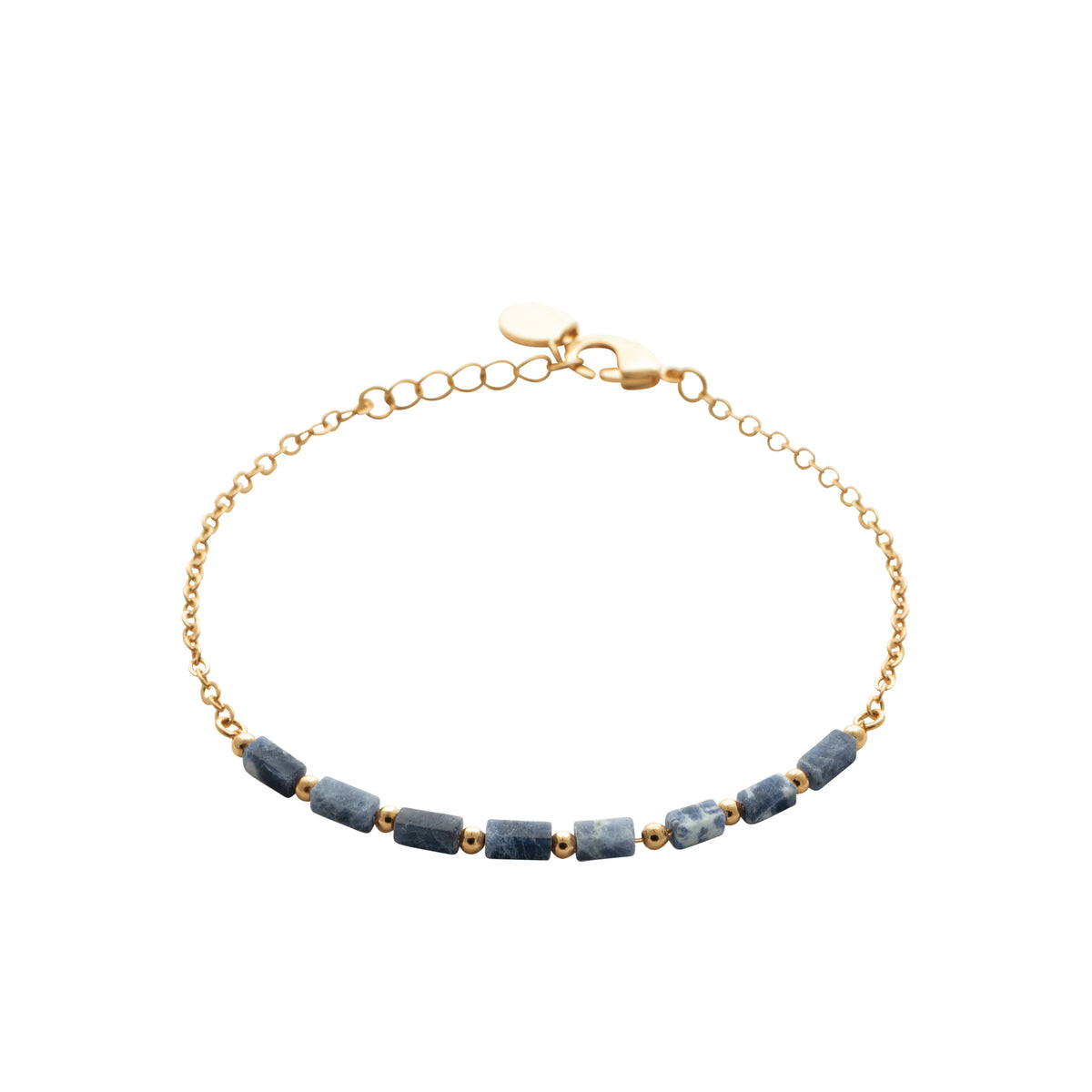 Bracelet chaînette Martinique plaqué or 3 microns avec pierres sodalites bleues