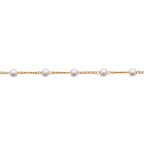 Bracelet chaînette Panama plaqué or 3 microns perles, détail