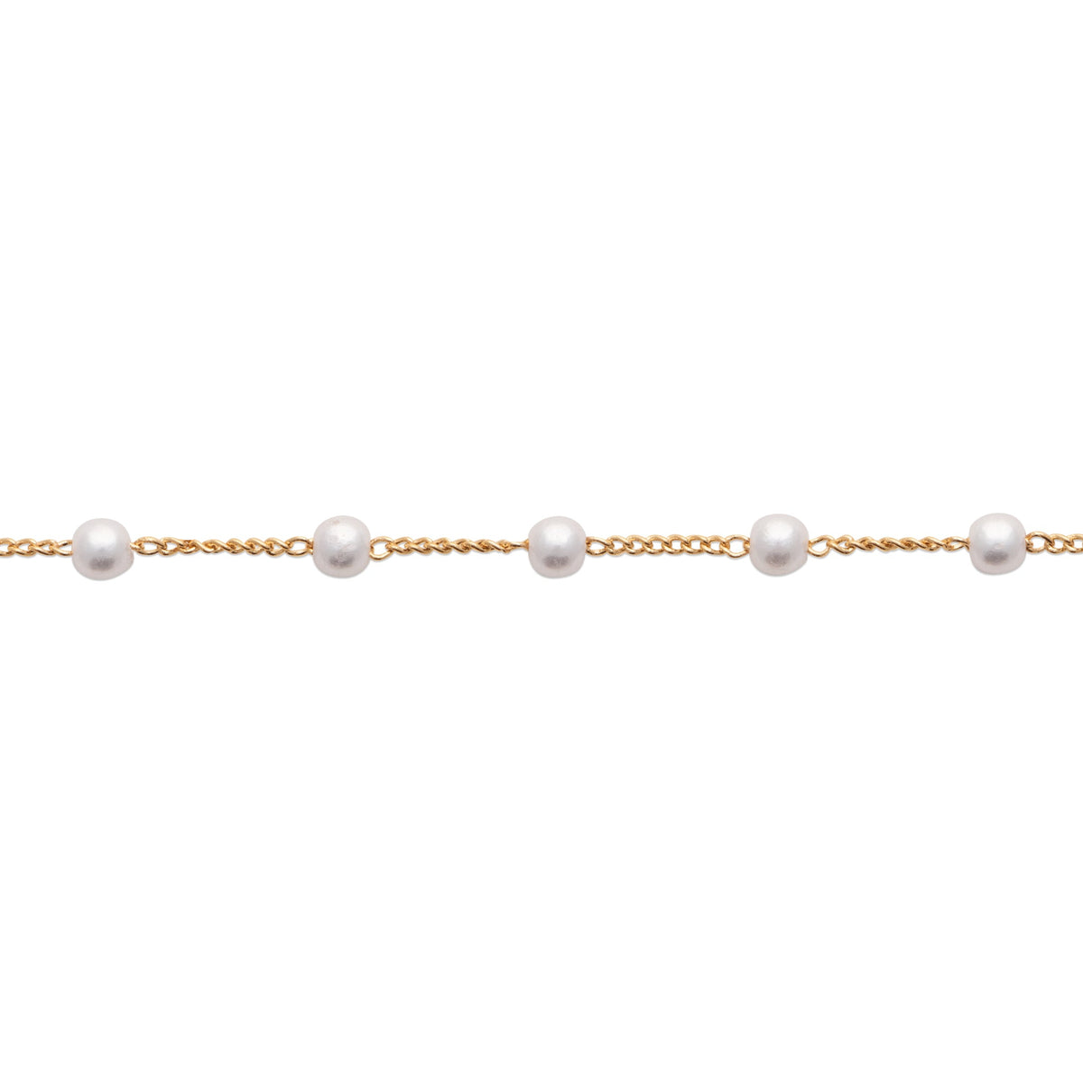 Bracelet chaînette Panama plaqué or 3 microns perles, détail