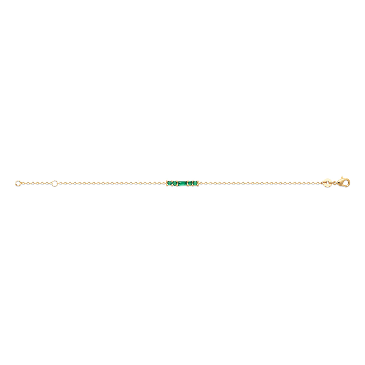 Bracelet Monte Cristo plaqué or 3 microns et oxydes de zirconium verts, ouvert