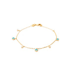 Bracelet Noirmoutier plaqué or 3 microns chaînette avec oxydes de zirconium bleus et brillants