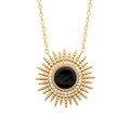 Collier Bora Bora plaqué or 3 microns soleil agate noire centrale et oxydes de zirconium