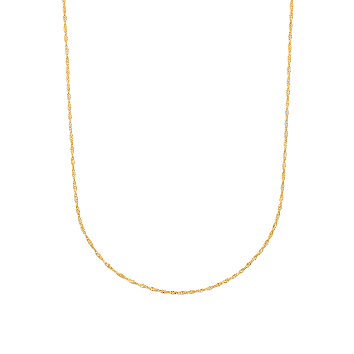 Collier chaînette Eleuthera plaqué or 3 microns effet torsadé, existe en 4 tailles