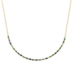 Collier Guadeloupe plaqué or 3 microns avec pierres fines rubis zoisites vertes