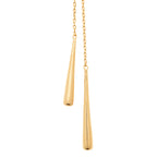 Collier Java plaqué or 3 microns et pendentif long double goutte d'eau, en forme de Y