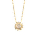 Collier Malte plaqué or 3 microns et pendentif soleil avec oxydes de zirconium, détail