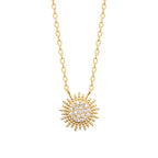 Collier Malte plaqué or 3 microns et pendentif soleil avec oxydes de zirconium, détail