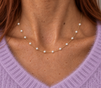 Collier Panama plaqué or 3 microns et perles d'imitation, porté